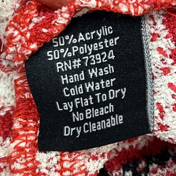 Misook 1X Sweater Blazer Zip Up Mixeid Pattern Striped Red White Artsy Office - Picture 9 of 9